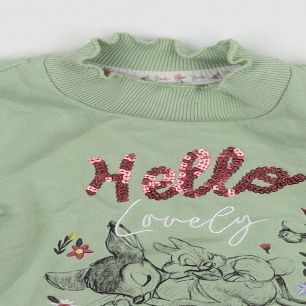Primark Girls Green  Jersey Pullover Jumper Size 18-24 Months  - Bambi