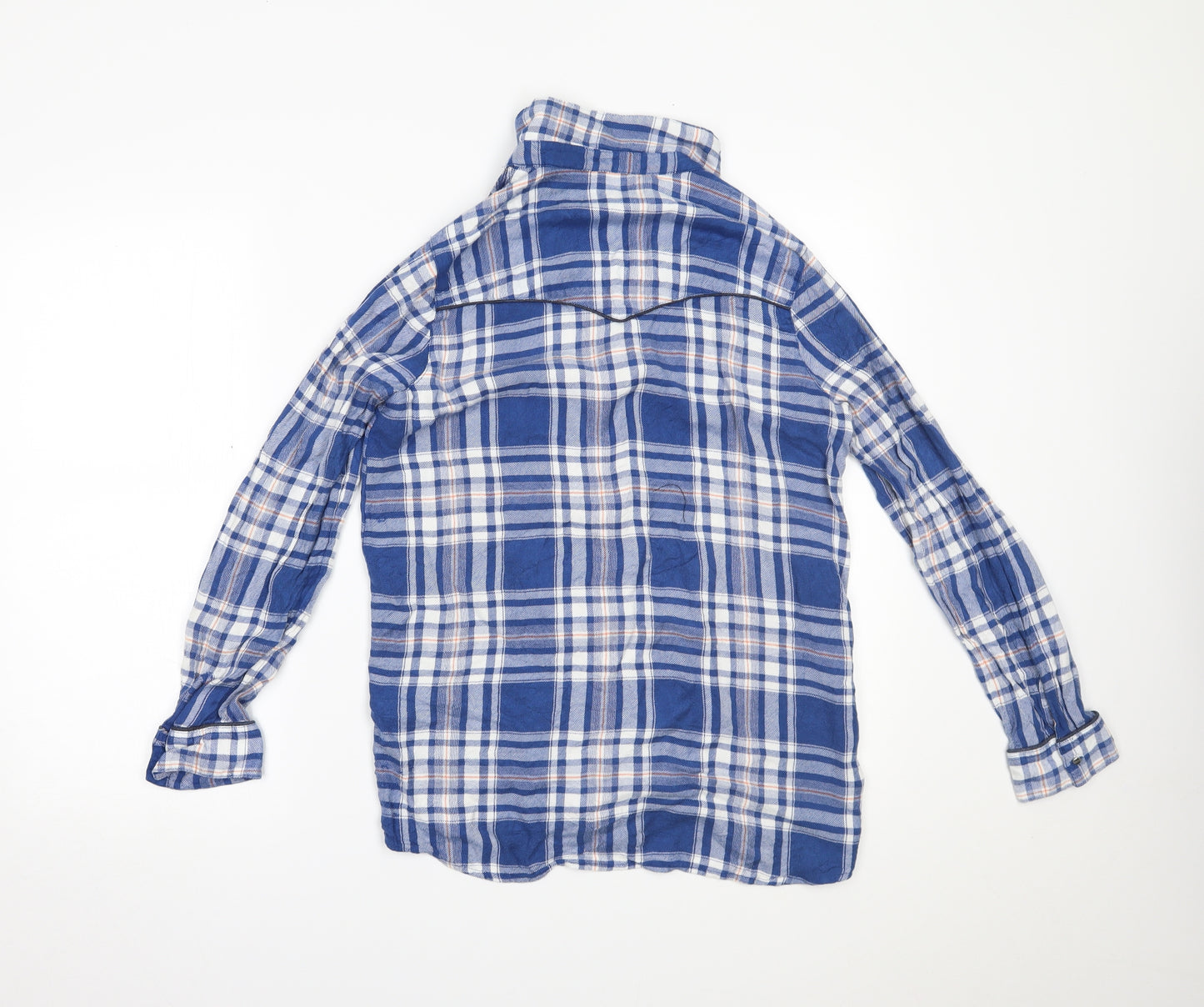 River Island Womens Blue Plaid  Basic Button-Up Size 10