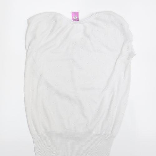 White Snowdrop Womens White Floral  Pullover Jumper Size L