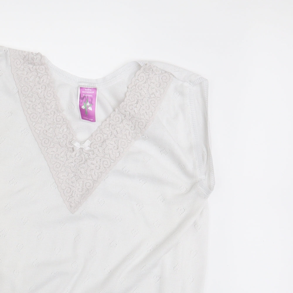White Snowdrop Womens White Floral  Pullover Jumper Size L