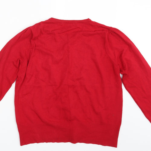 M&S Womens Red   Cardigan Jumper Size 14