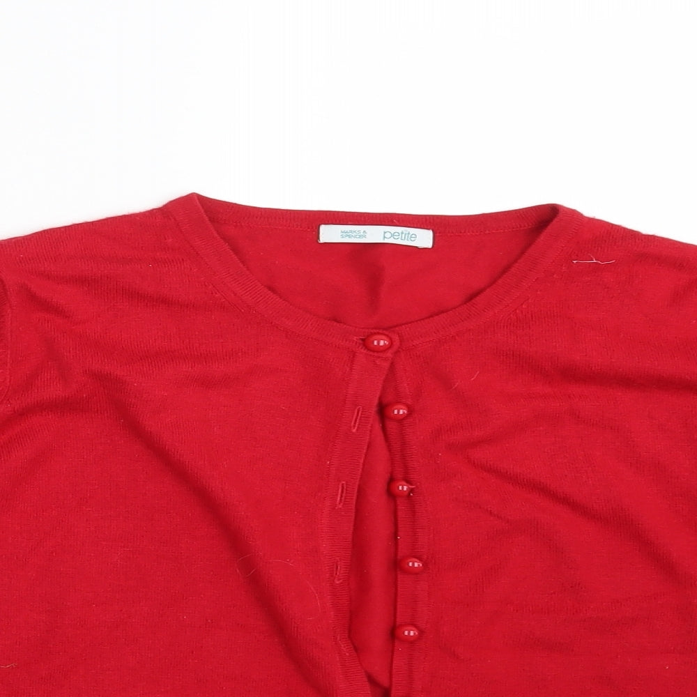 M&S Womens Red   Cardigan Jumper Size 14