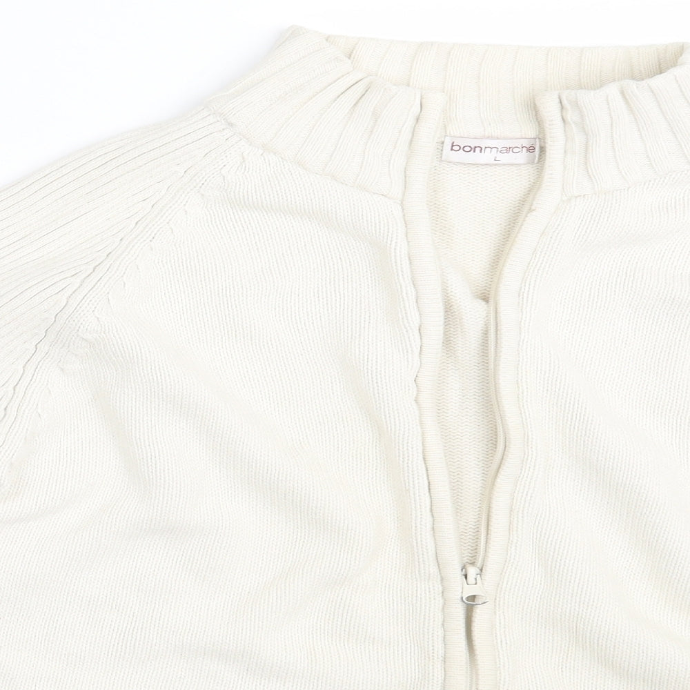 Bonmarché Womens White   Full Zip Jumper Size L