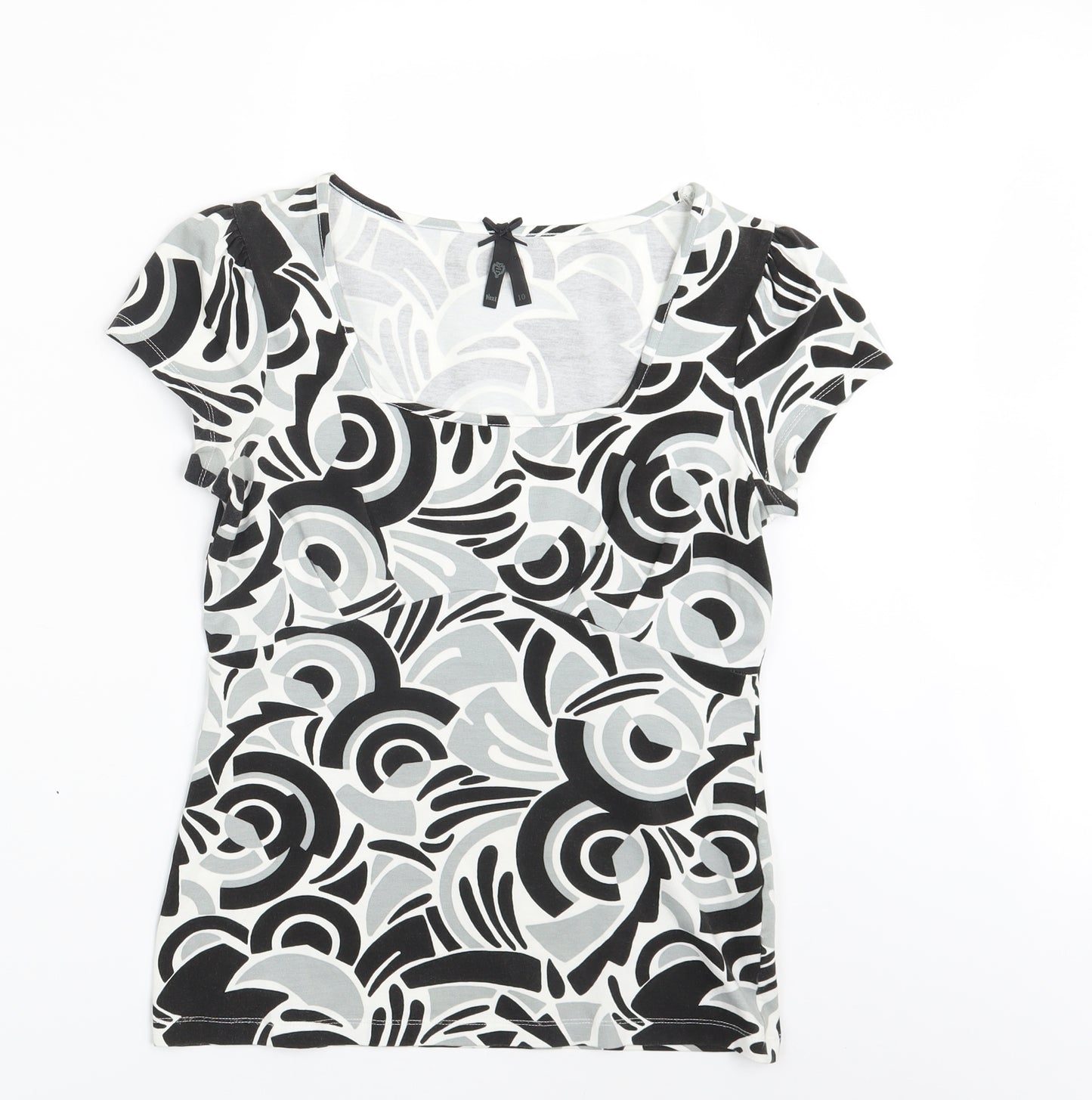 NEXT Womens Black Geometric  Basic T-Shirt Size 10