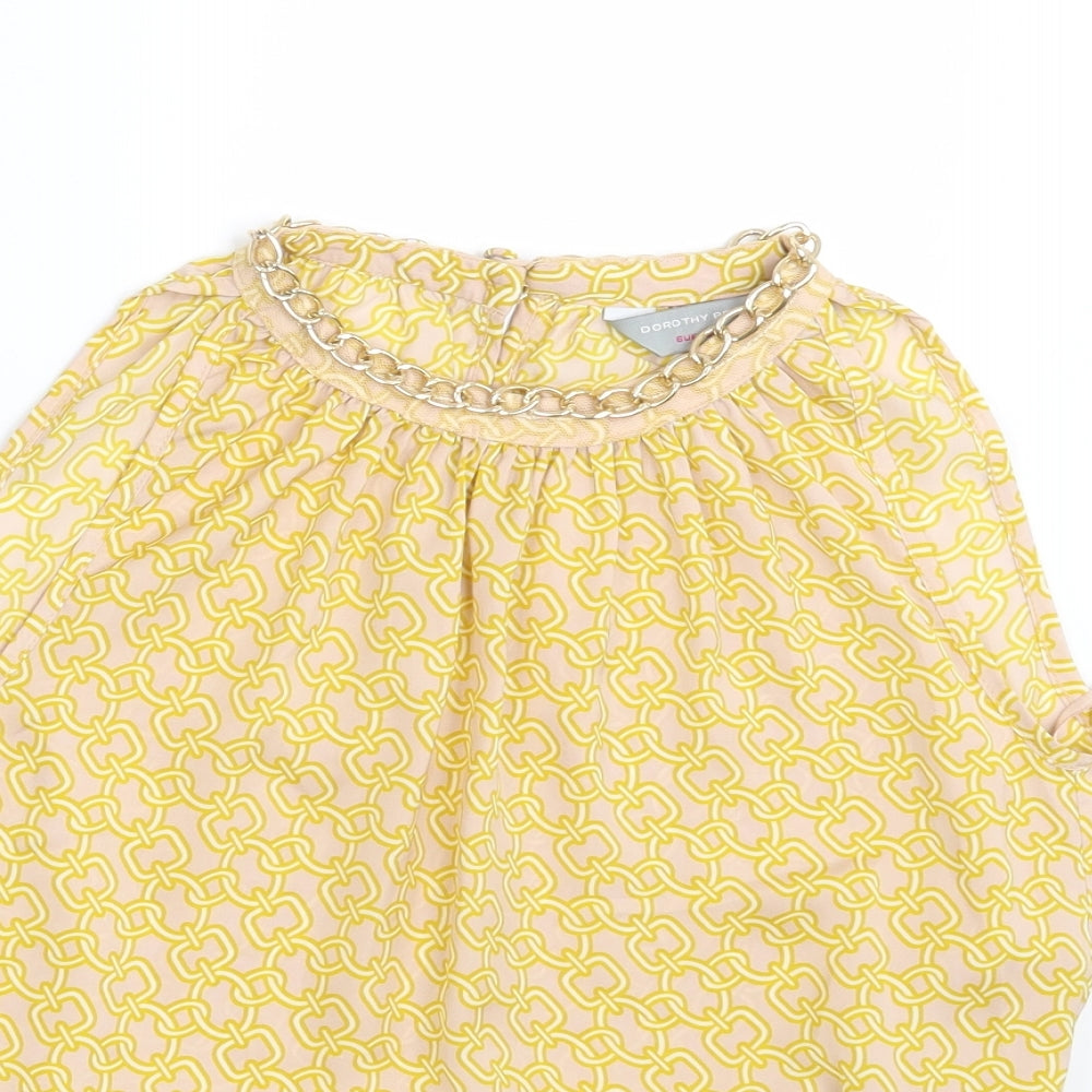 Dorothy Perkins Womens Gold Geometric  Basic Blouse Size 6
