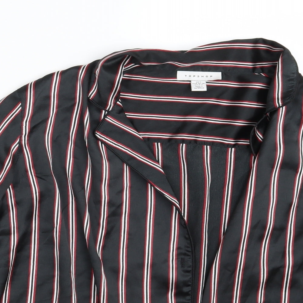 Topshop Womens Black Striped  Top Pyjama Top Size S