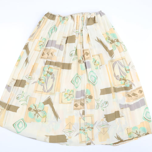 Preworn Womens Ivory Floral  A-Line Skirt One Size