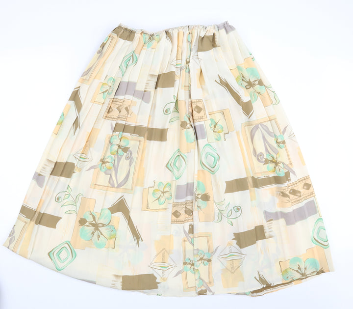 Preworn Womens Ivory Floral  A-Line Skirt One Size