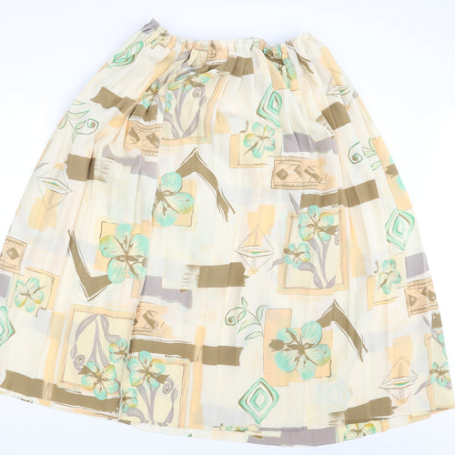Preworn Womens Ivory Floral  A-Line Skirt One Size