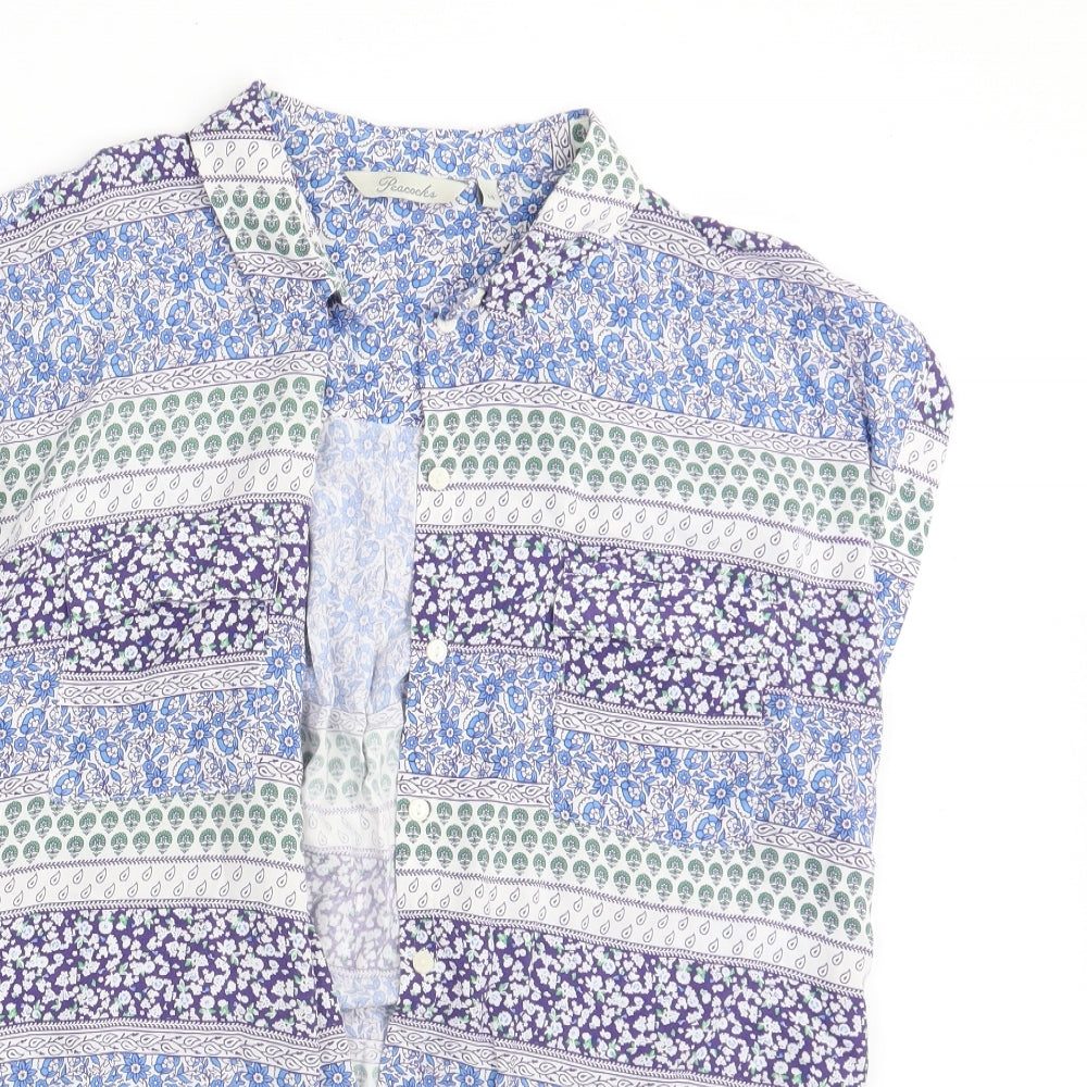 Peacocks Womens Multicoloured Floral  Basic Button-Up Size 14