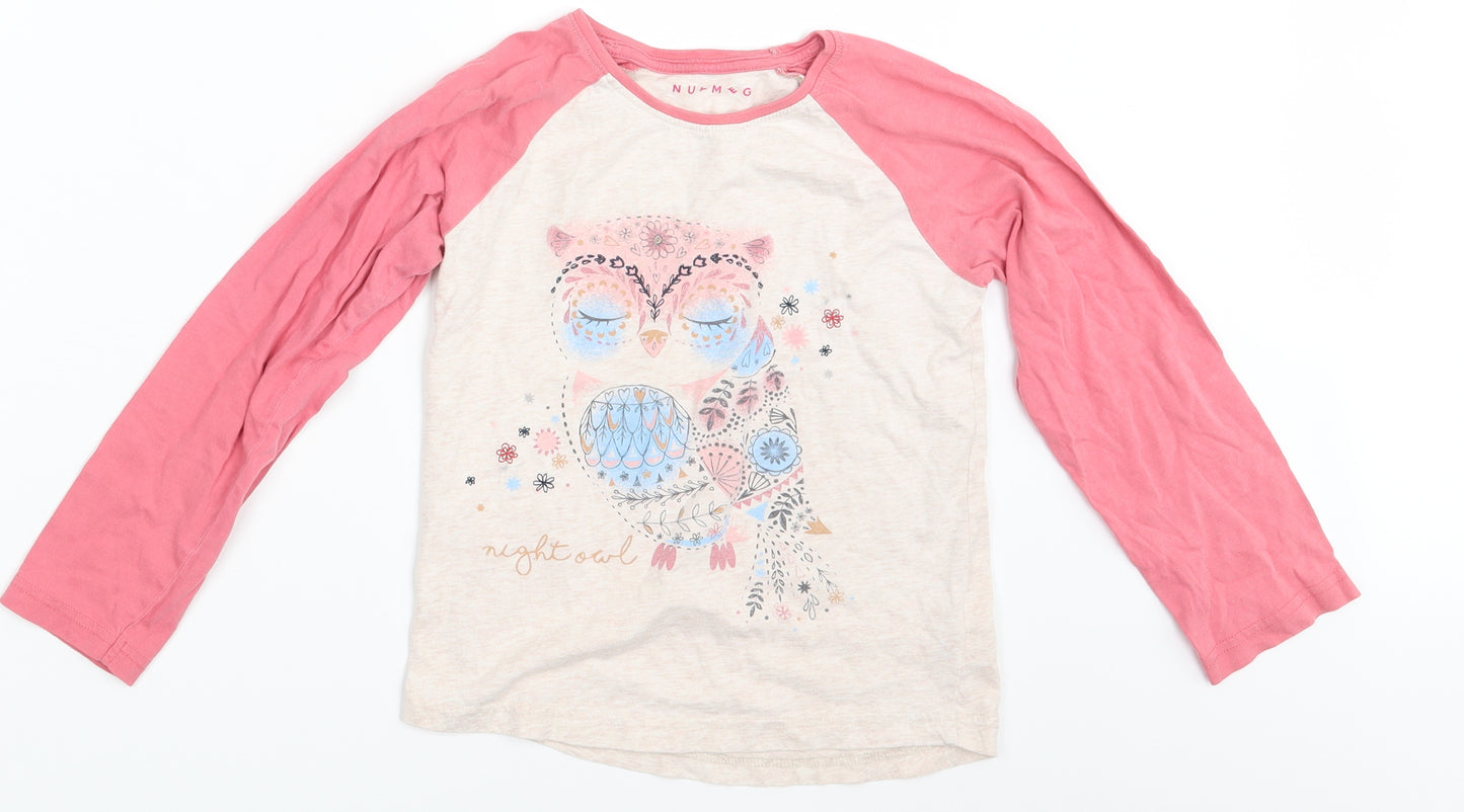Nutmeg Girls Pink Animal Print  Basic T-Shirt One Size  - Owl