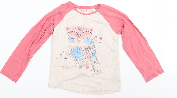 Nutmeg Girls Pink Animal Print Basic T-Shirt One Size - Owl