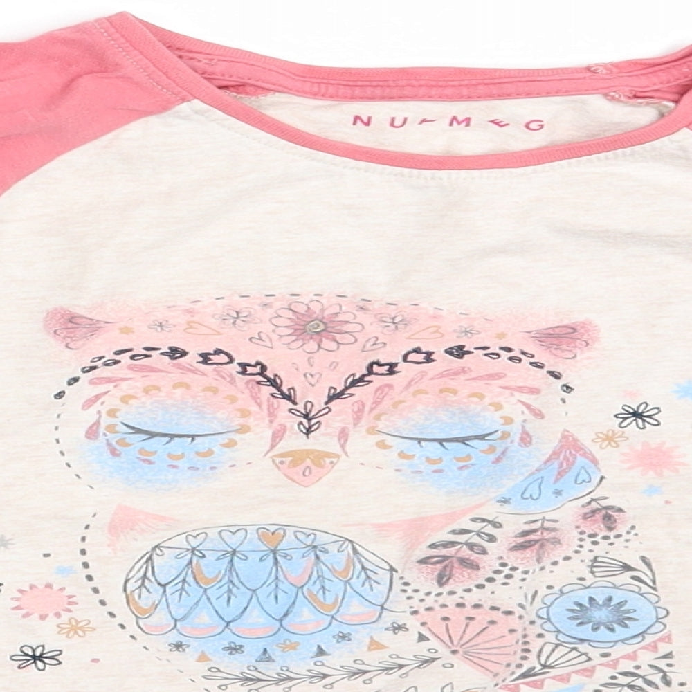Nutmeg Girls Pink Animal Print  Basic T-Shirt One Size  - Owl