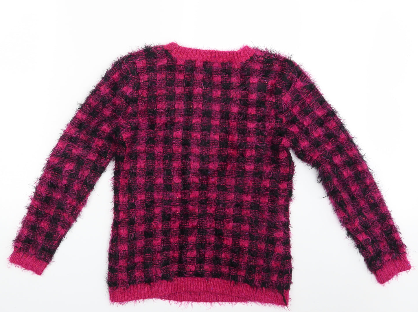 Miyoko Womens Pink Check  Pullover Jumper Size M