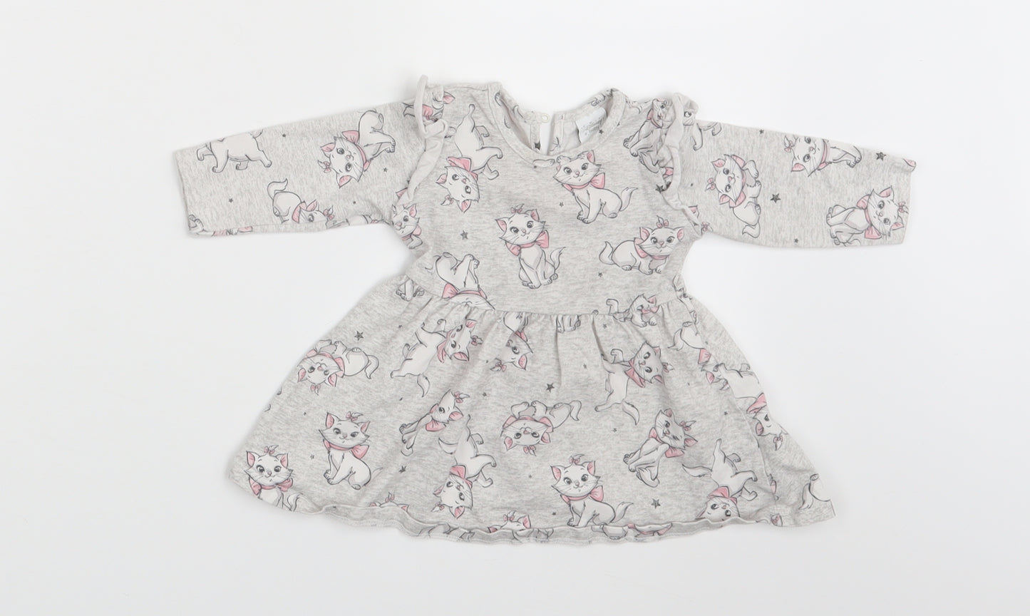 Disney Girls Grey Animal Print  T-Shirt Dress  Size 3-6 Months