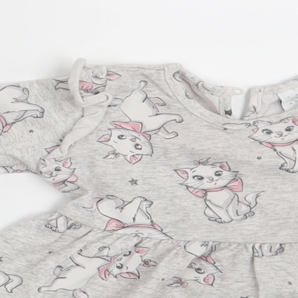Disney Girls Grey Animal Print  T-Shirt Dress  Size 3-6 Months