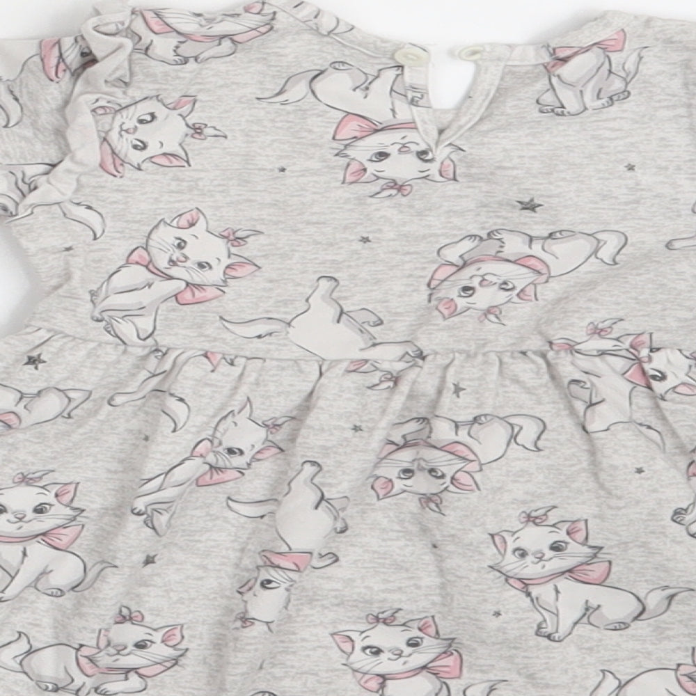 Disney Girls Grey Animal Print  T-Shirt Dress  Size 3-6 Months