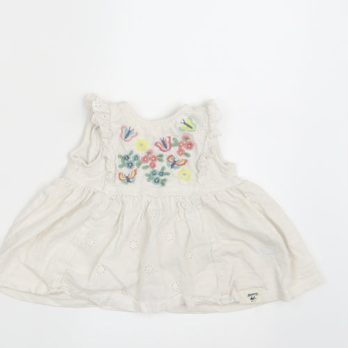 Debenhams Girls White Floral  T-Shirt Dress  Size 3-6 Months