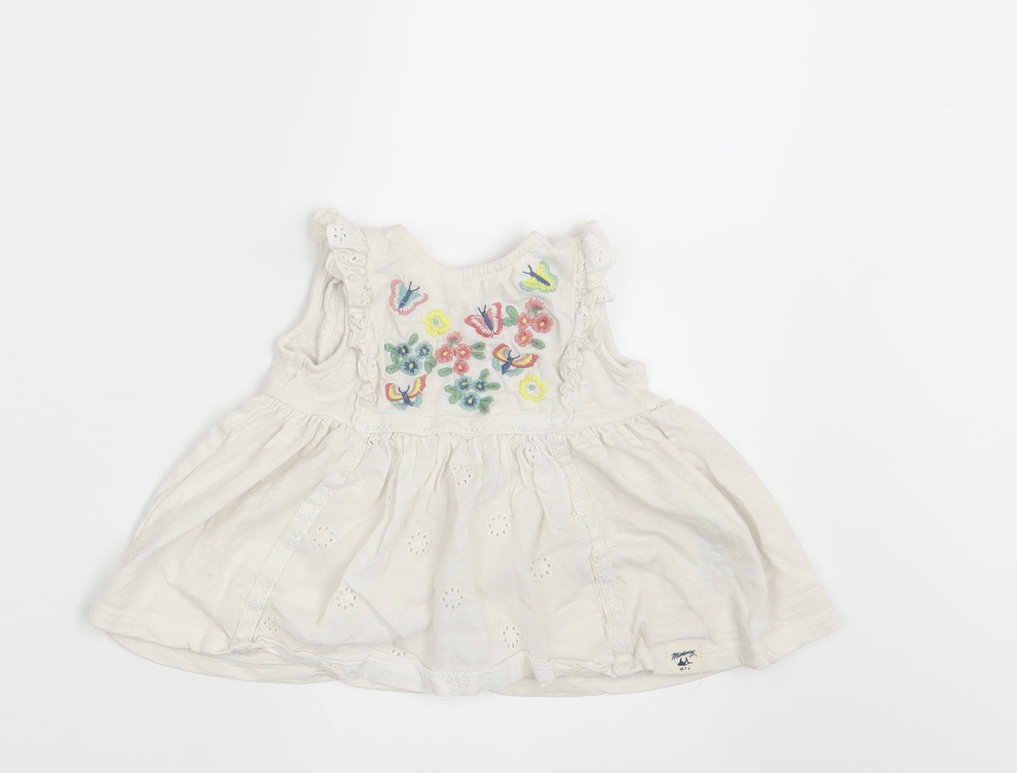 Debenhams Girls White Floral  T-Shirt Dress  Size 3-6 Months