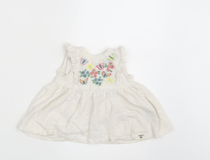 Debenhams Girls White Floral  T-Shirt Dress  Size 3-6 Months