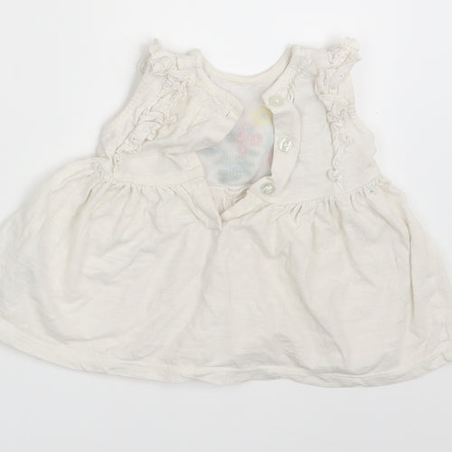 Debenhams Girls White Floral  T-Shirt Dress  Size 3-6 Months