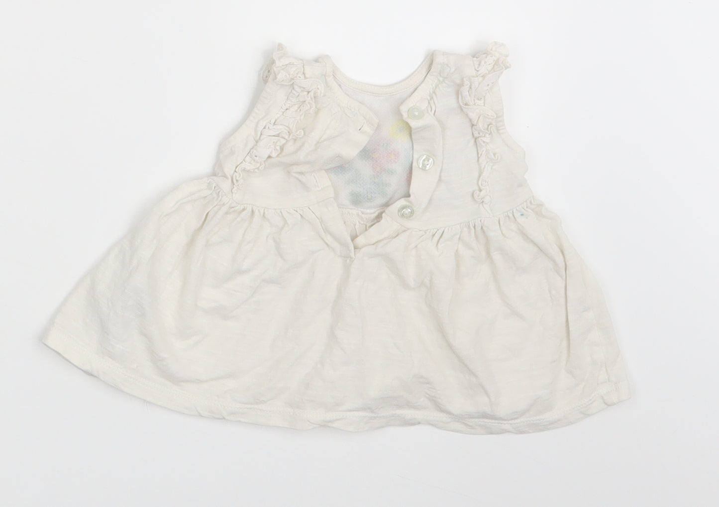 Debenhams Girls White Floral  T-Shirt Dress  Size 3-6 Months