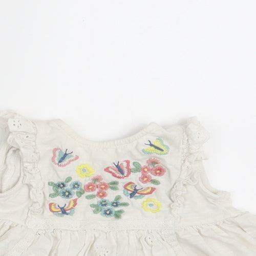 Debenhams Girls White Floral  T-Shirt Dress  Size 3-6 Months