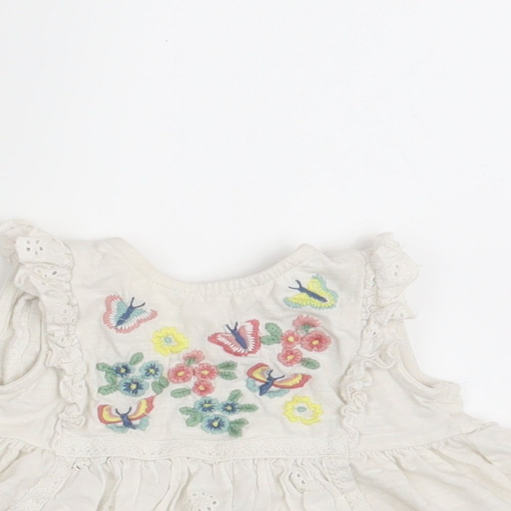 Debenhams Girls White Floral  T-Shirt Dress  Size 3-6 Months
