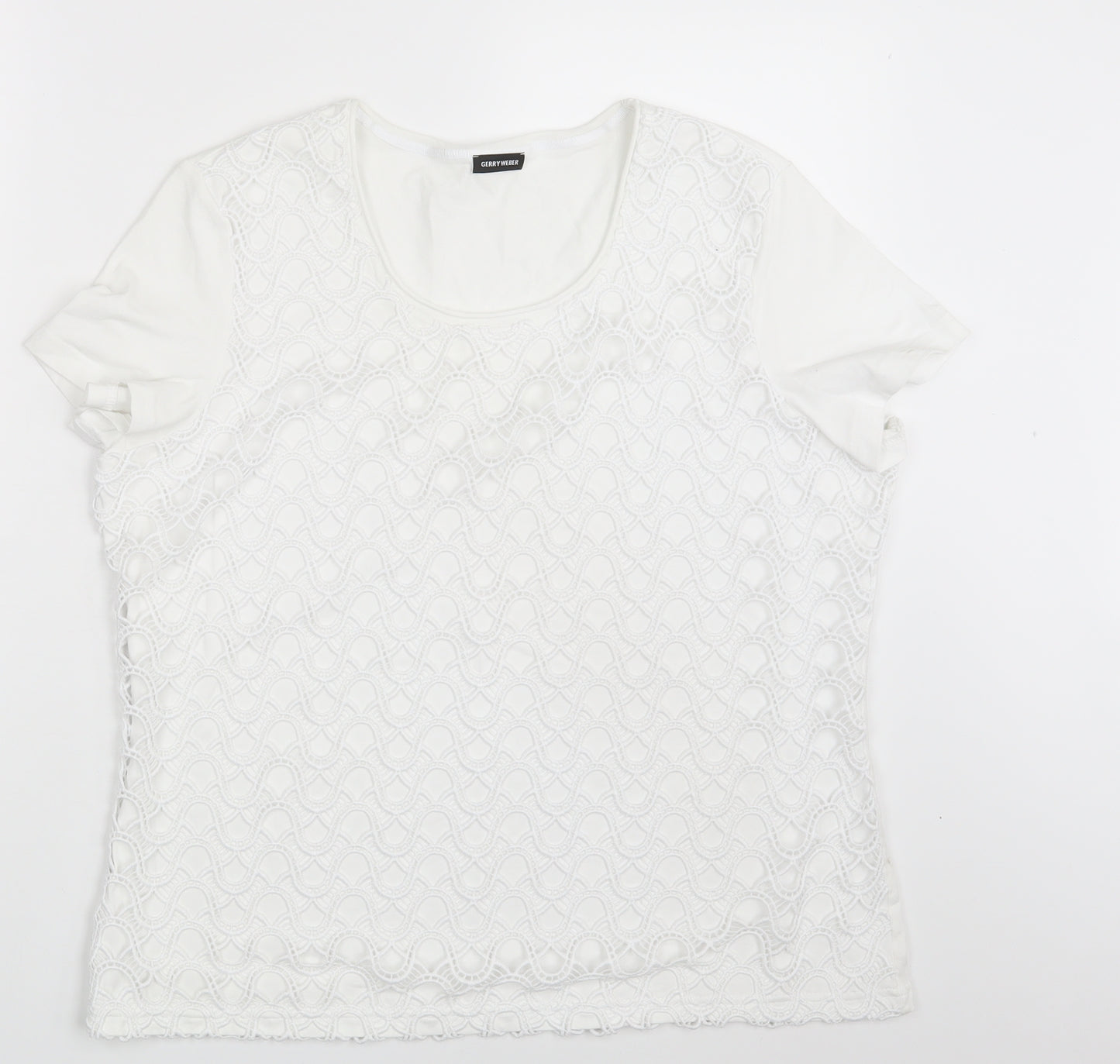 Gerry Weber Womens White Geometric  Basic T-Shirt One Size