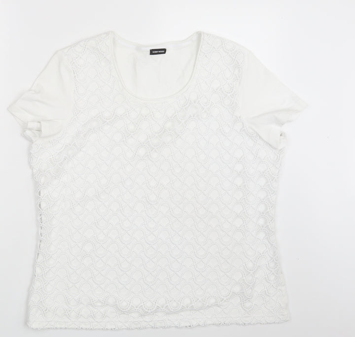Gerry Weber Womens White Geometric  Basic T-Shirt One Size