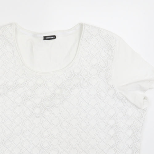 Gerry Weber Womens White Geometric  Basic T-Shirt One Size