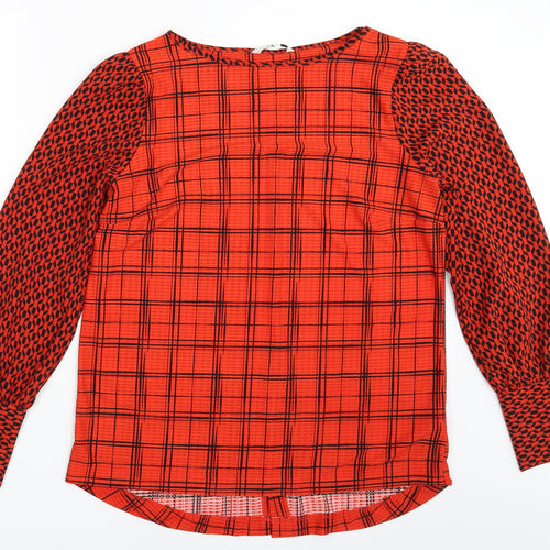 NEXT Womens Orange Geometric  Basic Blouse Size 14
