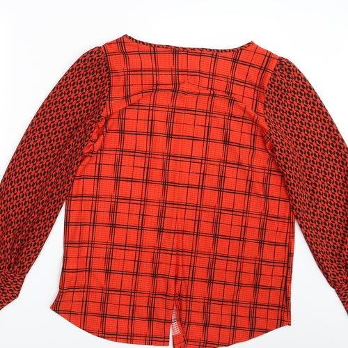 NEXT Womens Orange Geometric  Basic Blouse Size 14