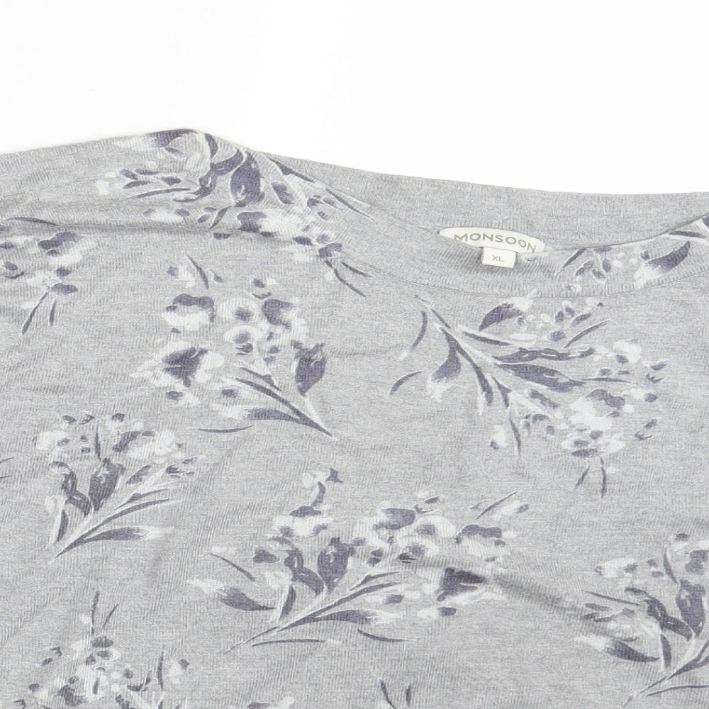 Monsson Womens Grey Floral  Pullover Jumper Size XL