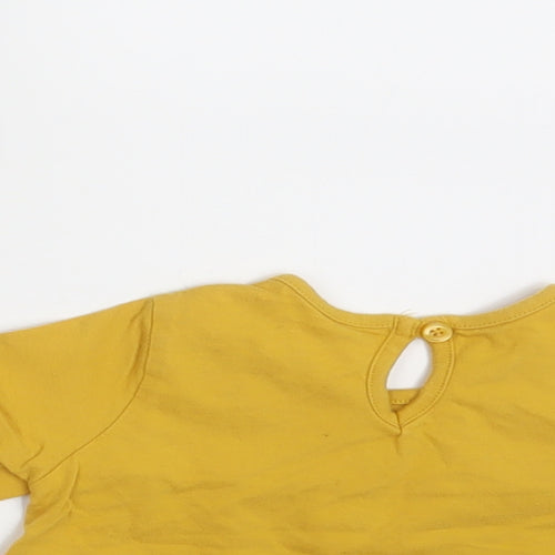 Primark Girls Yellow Floral  Basic T-Shirt Size 3-6 Months