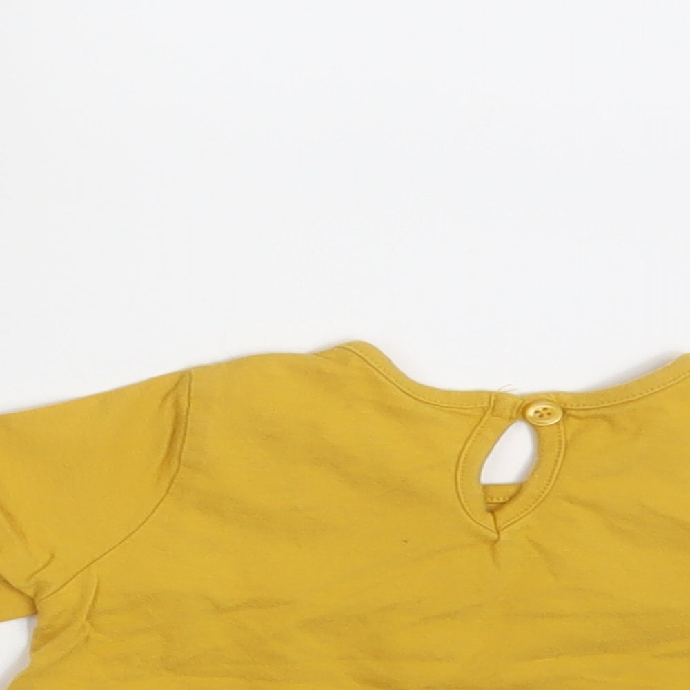 Primark Girls Yellow Floral  Basic T-Shirt Size 3-6 Months