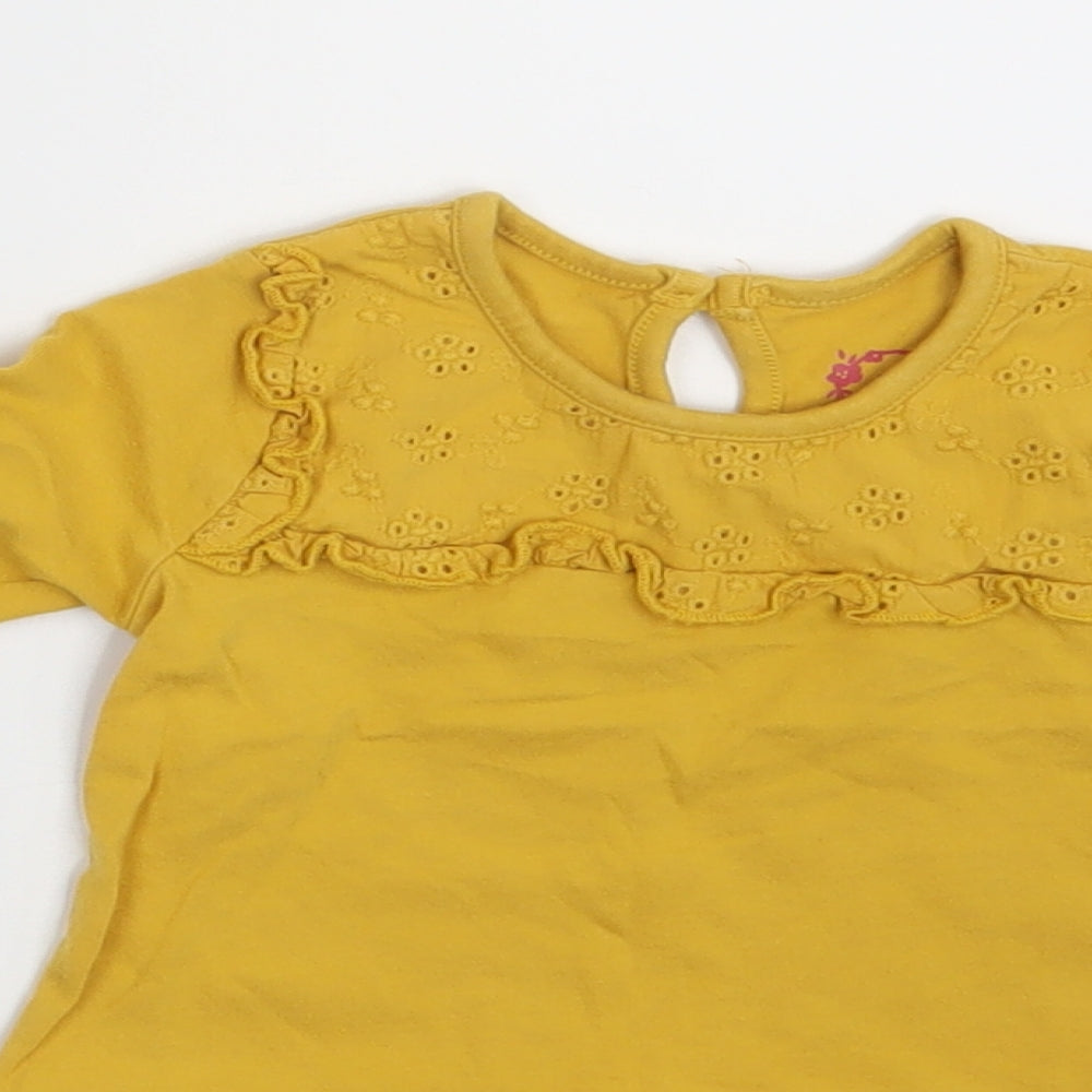 Primark Girls Yellow Floral  Basic T-Shirt Size 3-6 Months