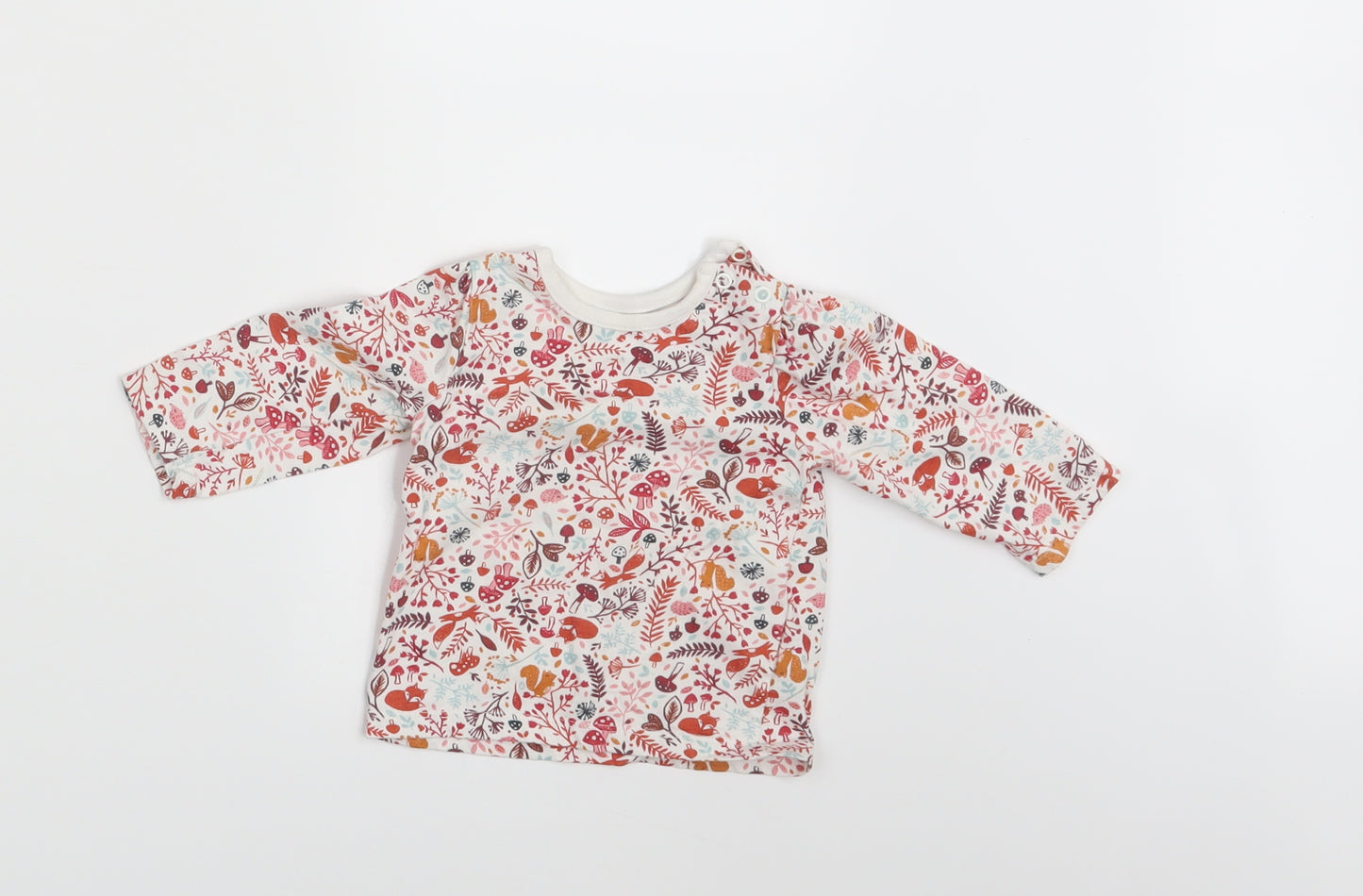 Nutmeg Girls White Floral  Basic T-Shirt Size 3-6 Months