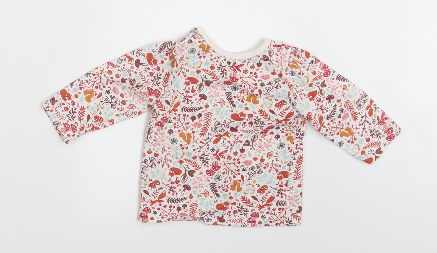 Nutmeg Girls White Floral  Basic T-Shirt Size 3-6 Months