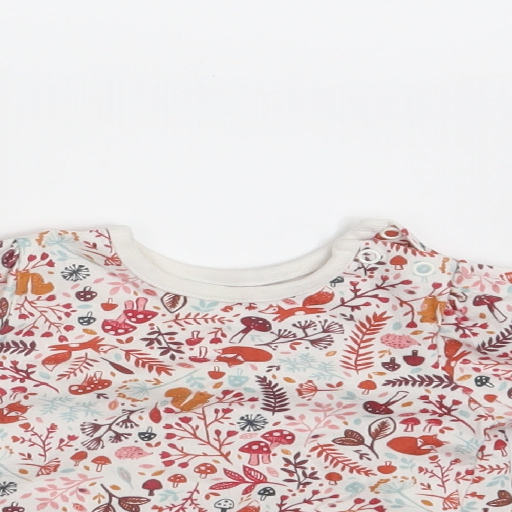 Nutmeg Girls White Floral  Basic T-Shirt Size 3-6 Months