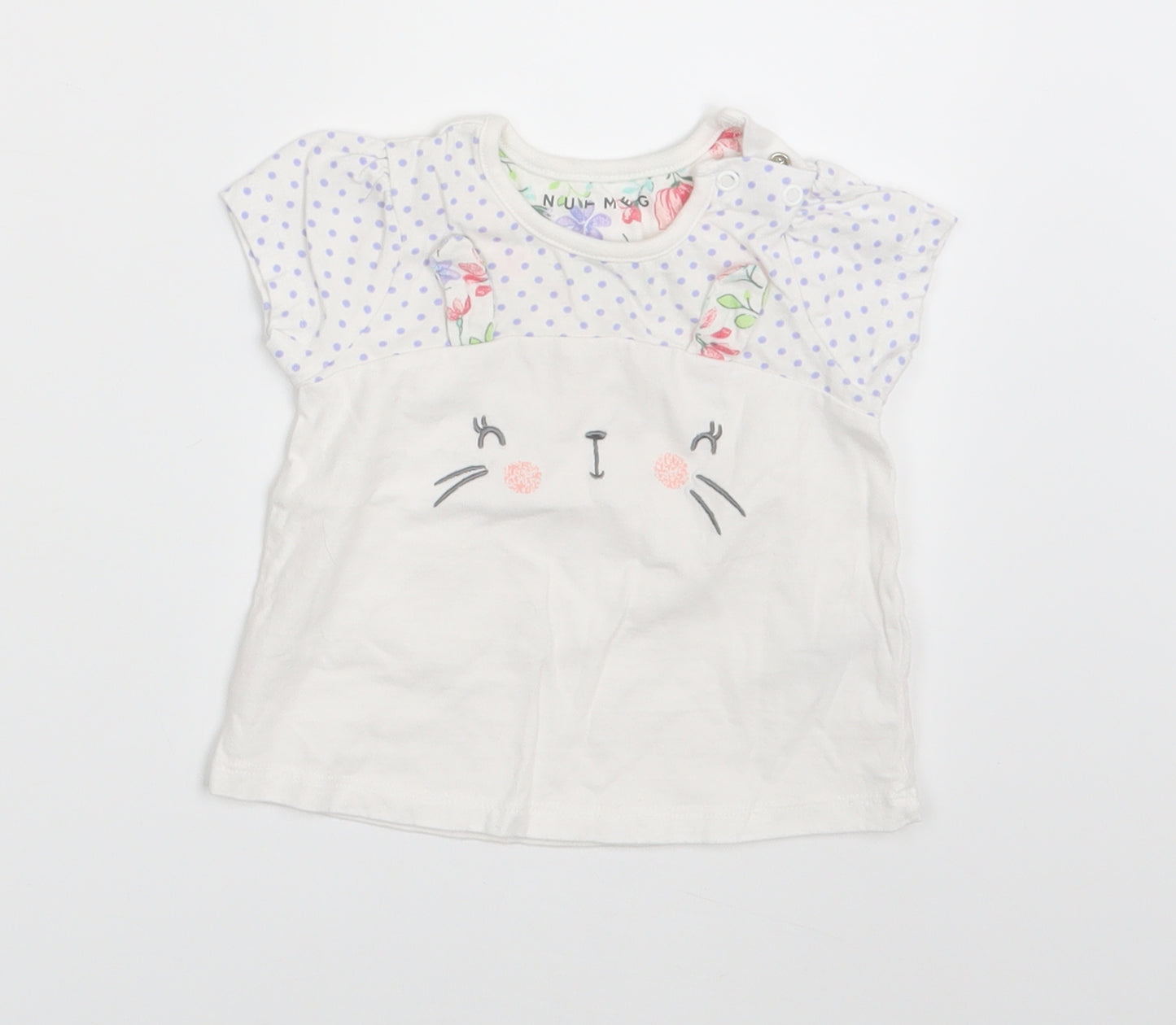 Nutmeg Girls White Polka Dot  Basic T-Shirt Size 3-6 Months