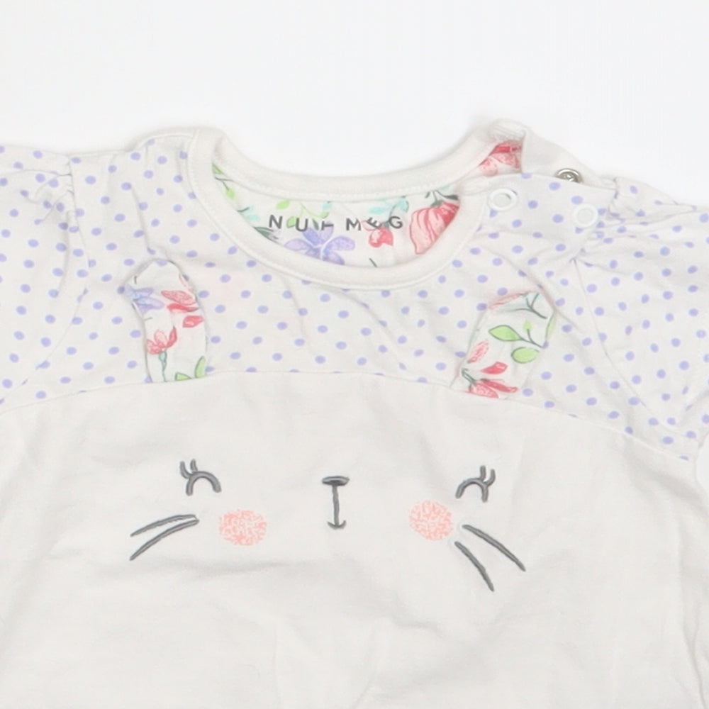 Nutmeg Girls White Polka Dot  Basic T-Shirt Size 3-6 Months