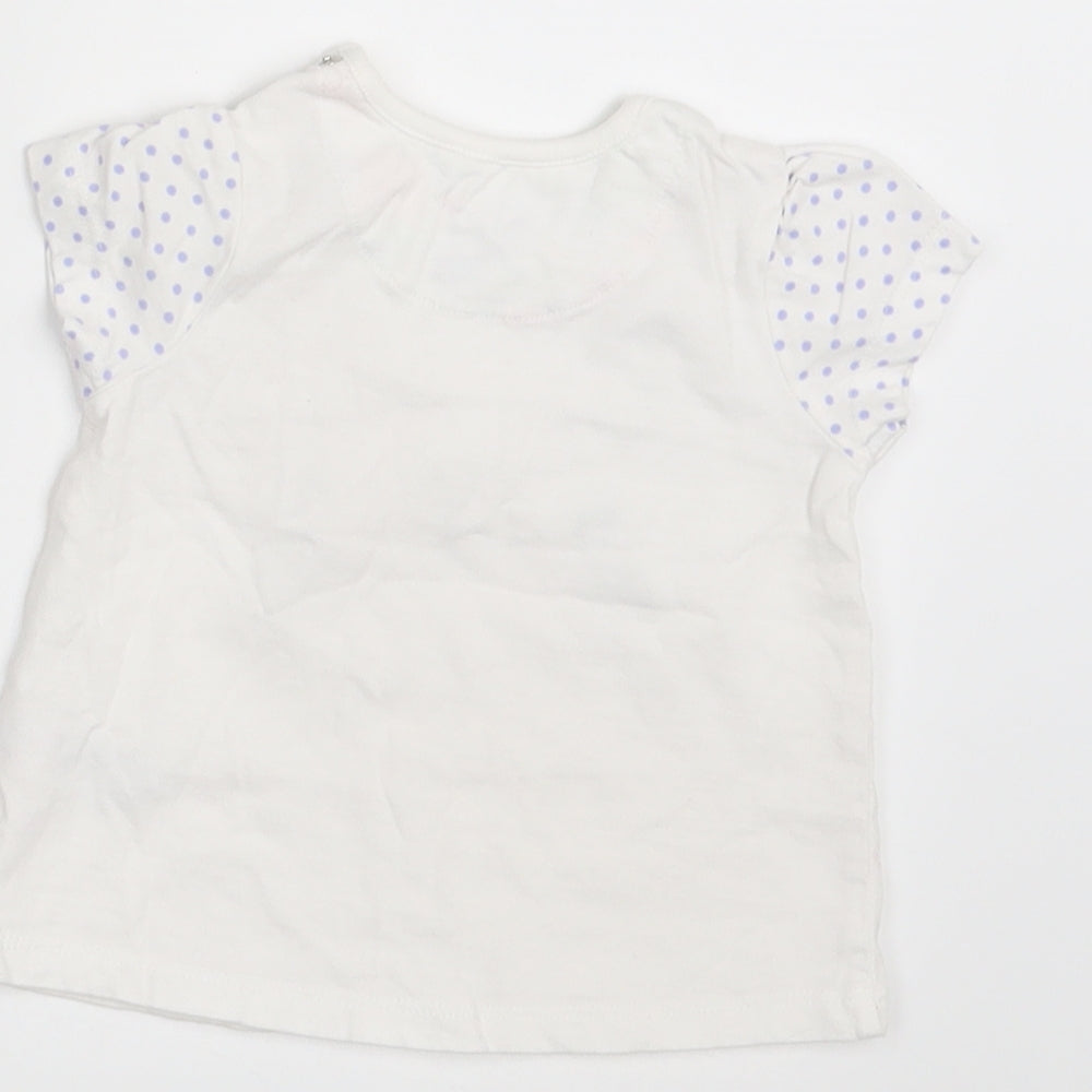 Nutmeg Girls White Polka Dot  Basic T-Shirt Size 3-6 Months