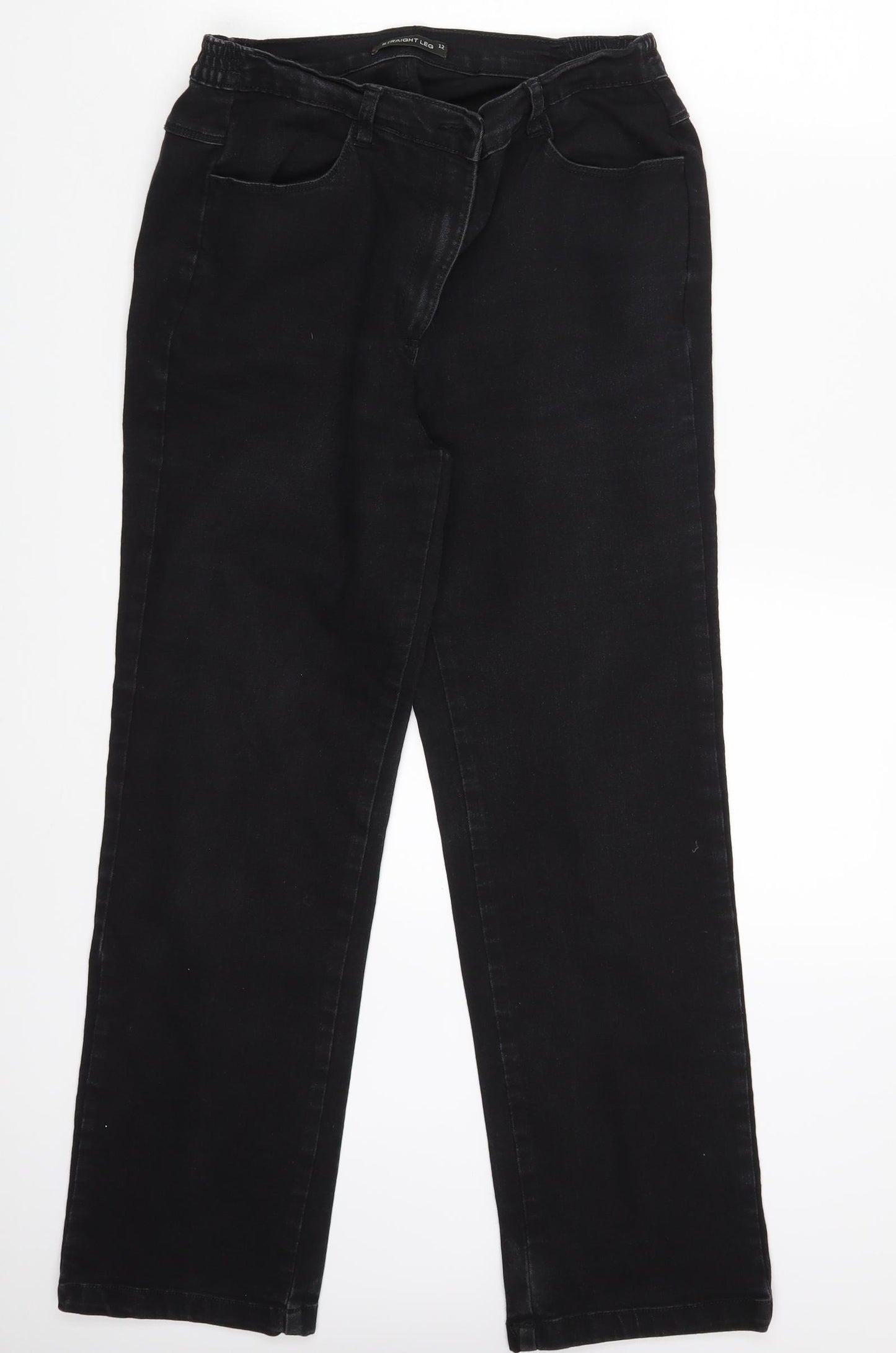 Bonmarché Womens Black  Denim Straight Jeans Size 12 L26 in