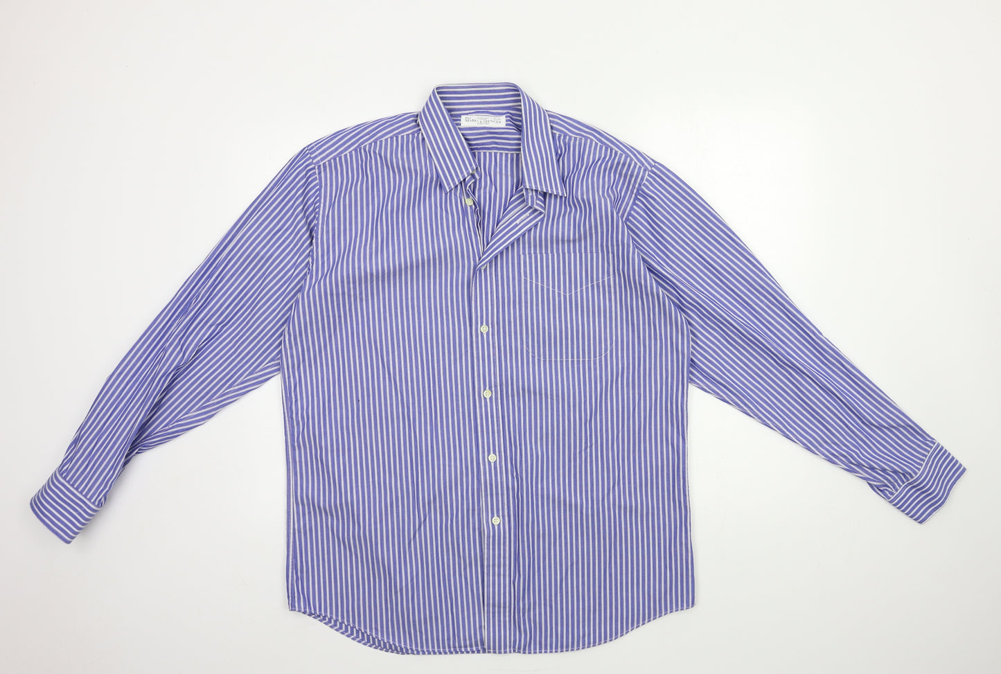 St Michael  Mens Blue Striped   Dress Shirt Size 15