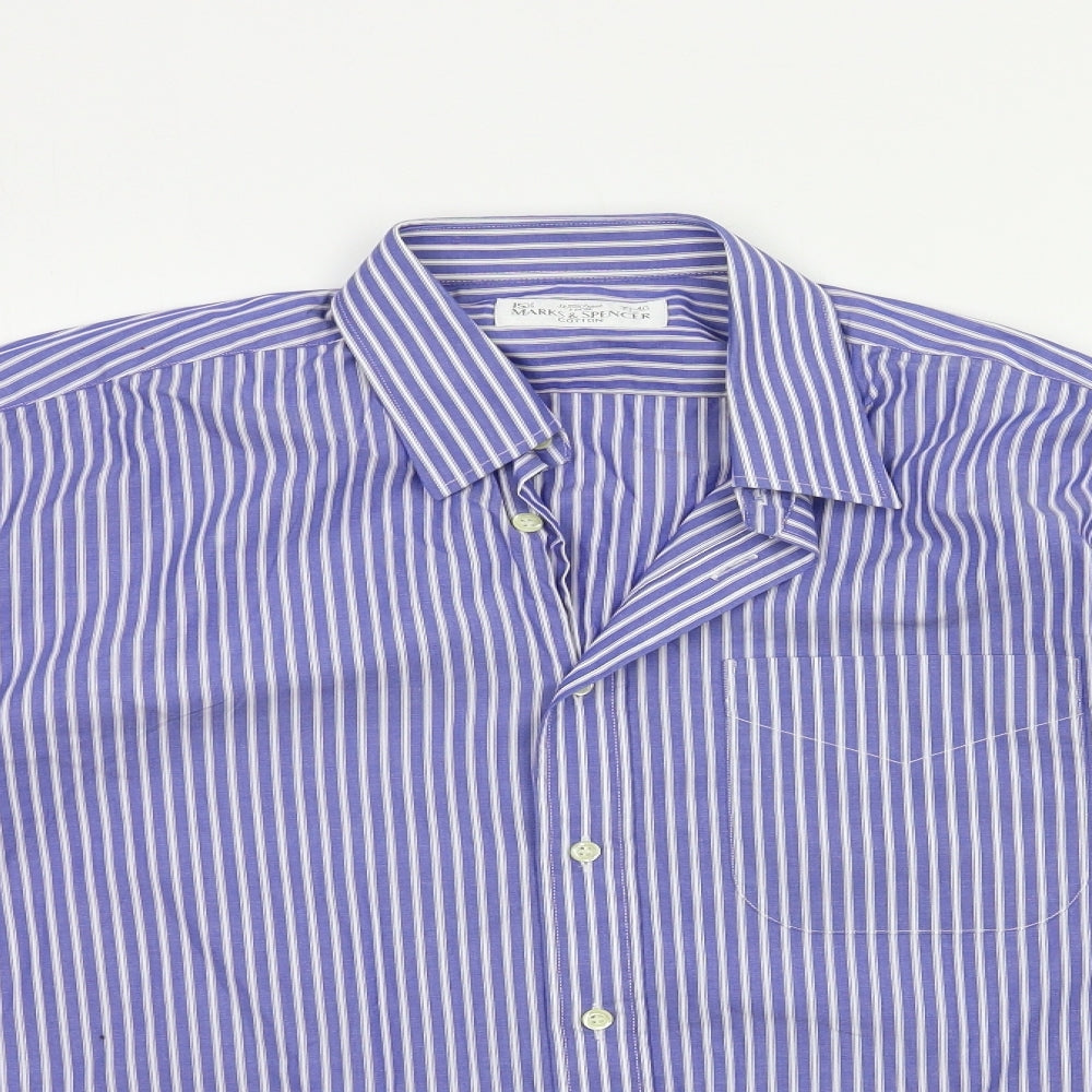 St Michael  Mens Blue Striped   Dress Shirt Size 15