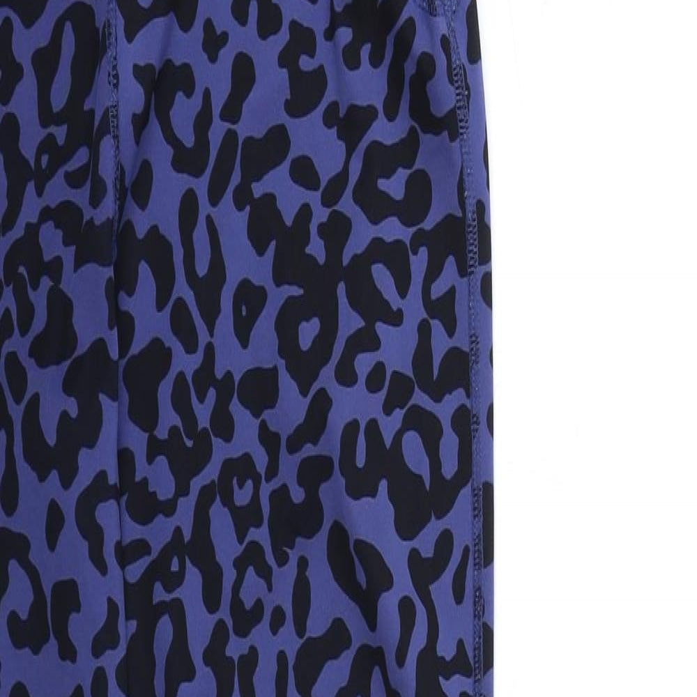 New Look Womens Blue Animal Print  Compression Leggings Size M L29 in