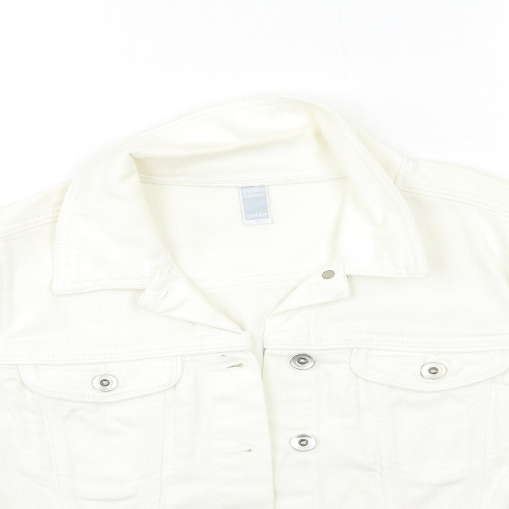 Wallis Womens White  Denim Jacket  Size 14