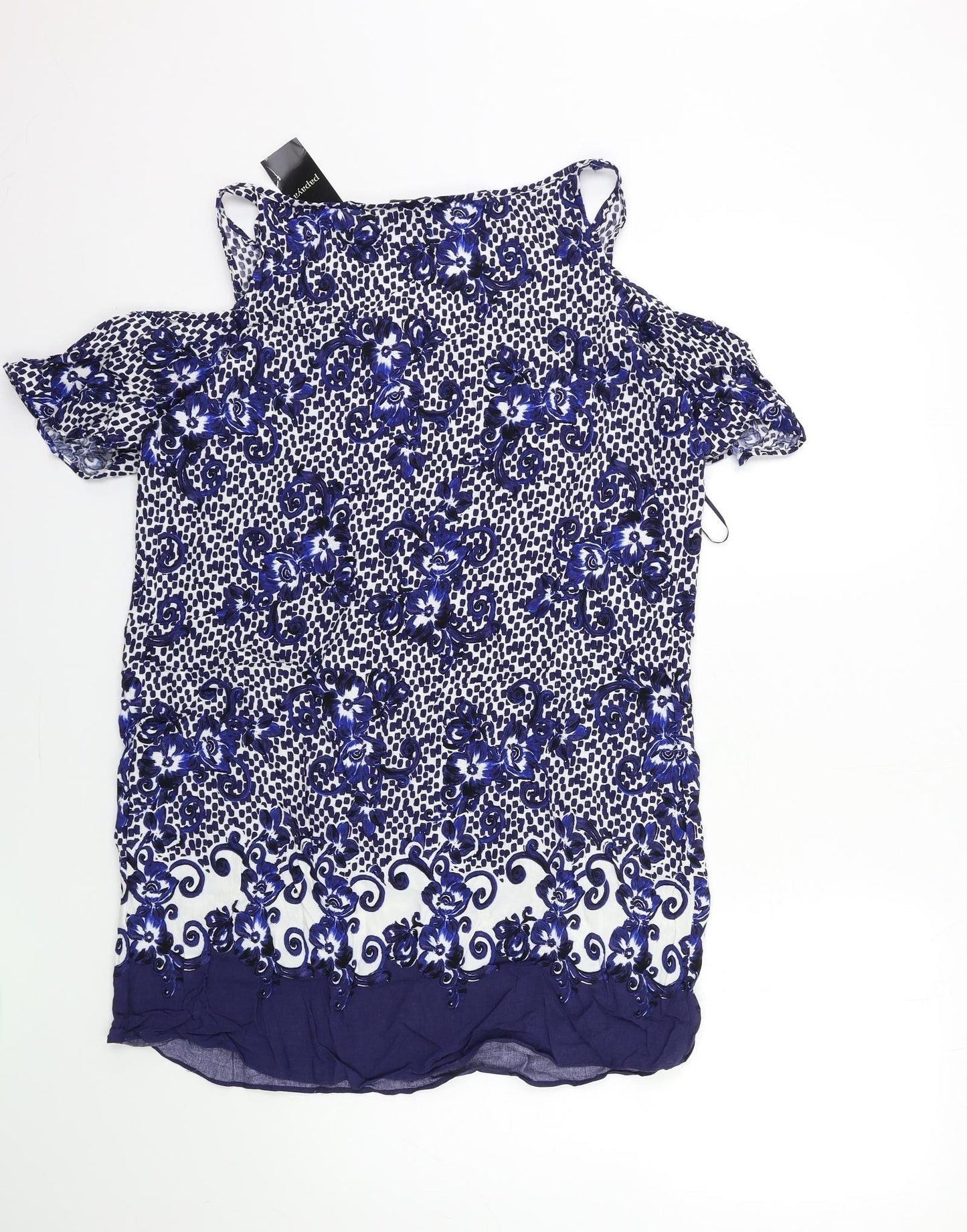 Papaya Womens Blue Floral  Basic Blouse Size 12