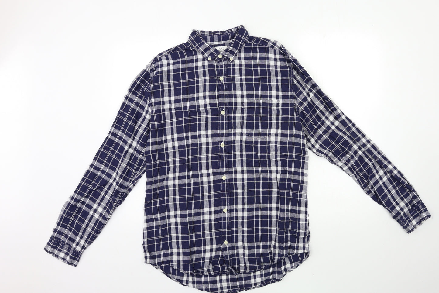 NEXT Mens Blue Check   Button-Up Size M